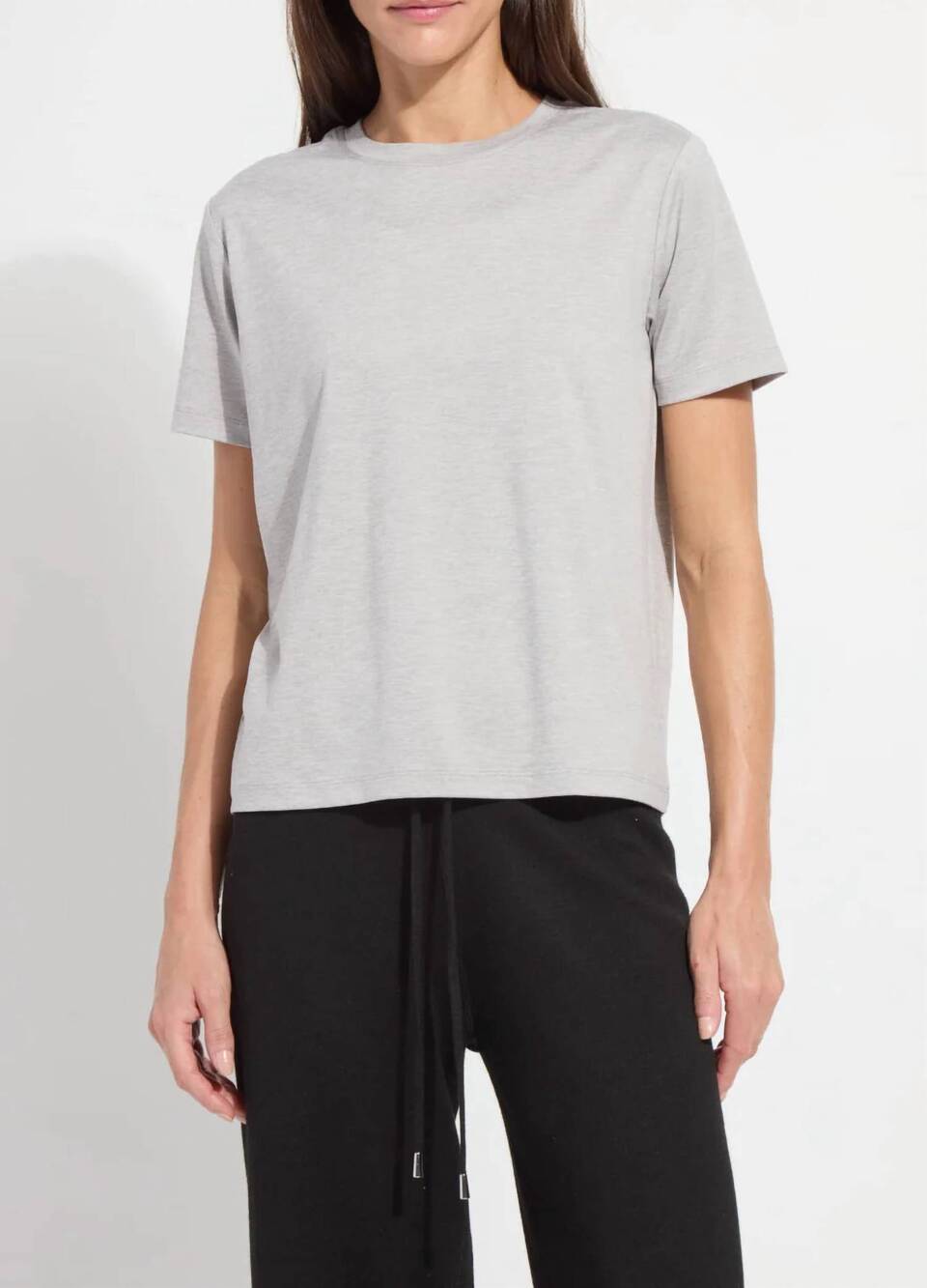 NEW LYSSE perfect box-cut tee in light grey melange